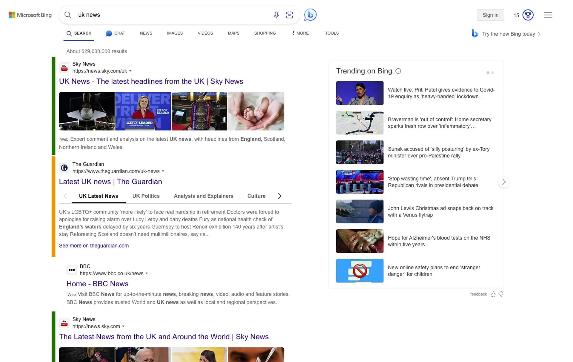 Bing search results with SERP Highlighter labels