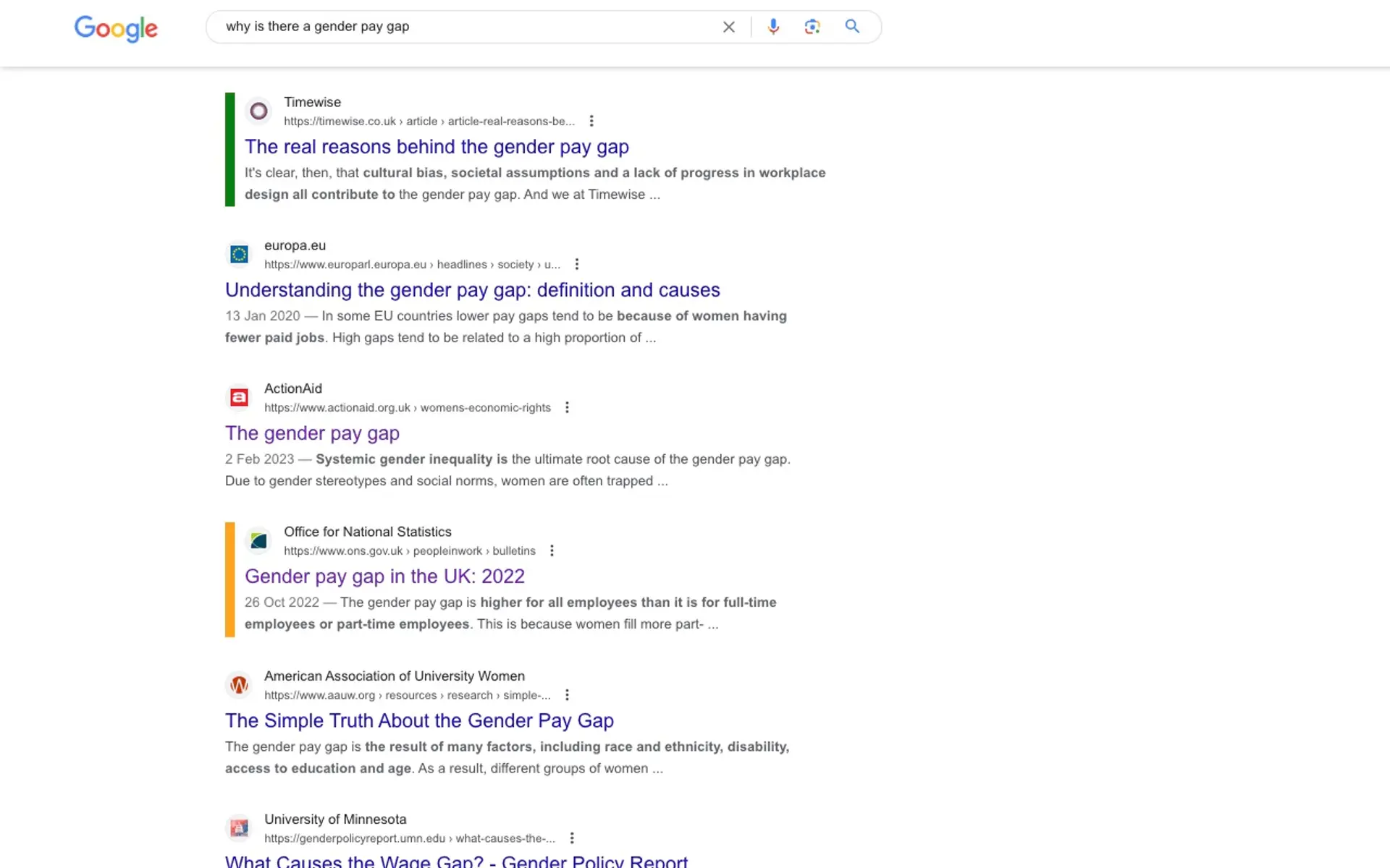 Google search results with SERP Highlighter labels